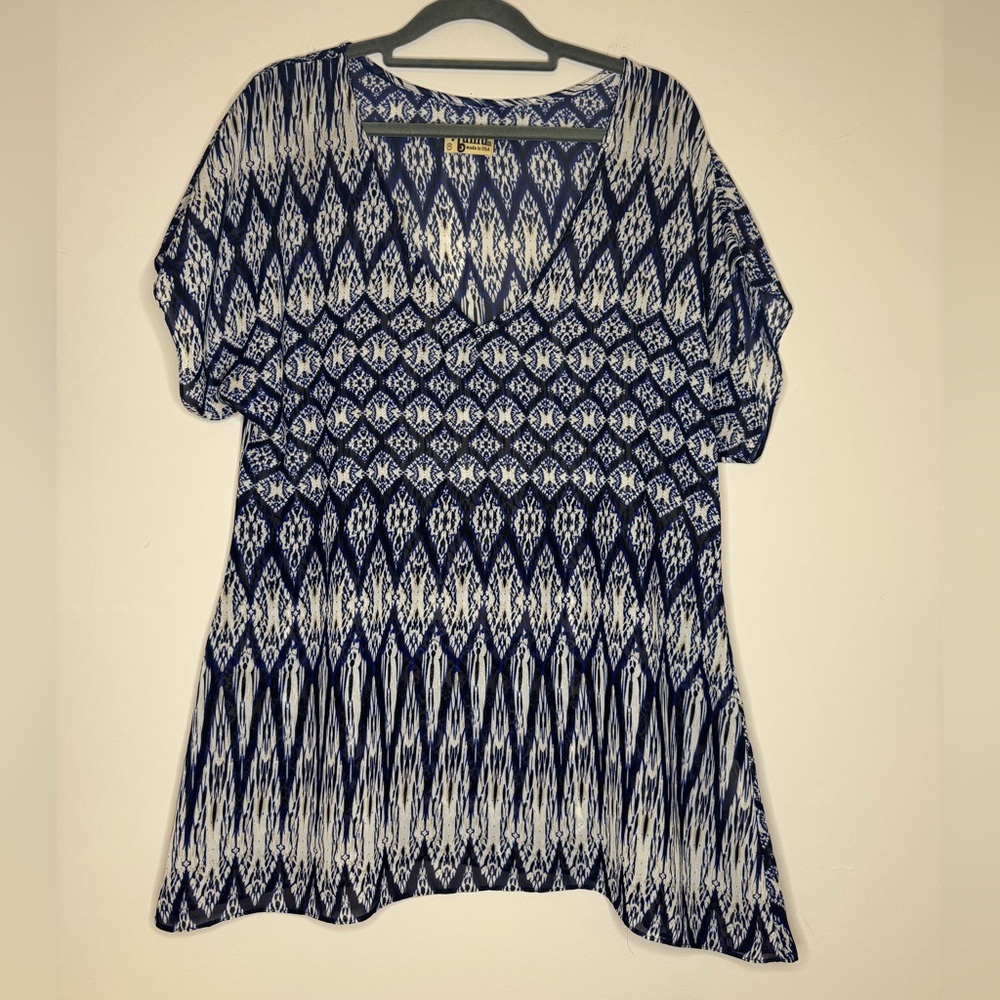 Show Me Your MuMu sheer top in Blue Design size Medium